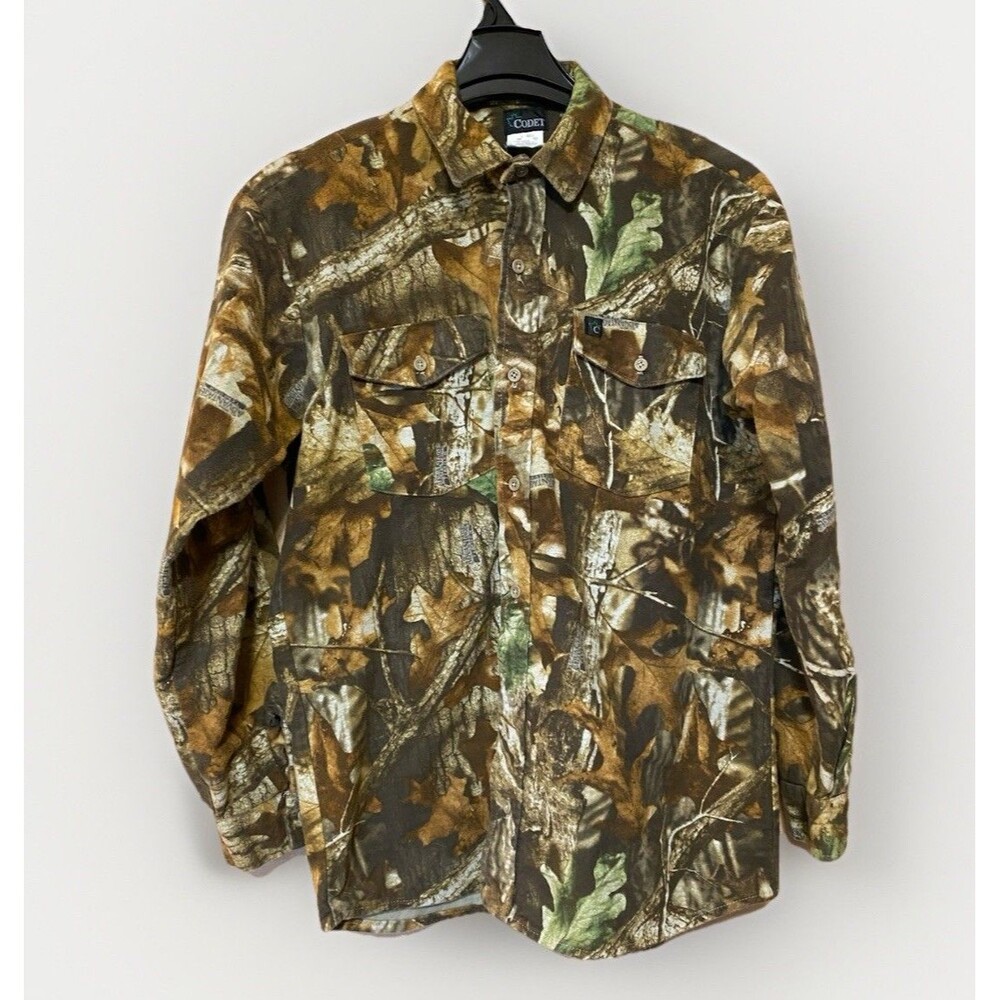 VNTG 90’s Codet Flannel Shirt Men's Large Brown Green Camo Chamois Made In USA